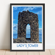 Ladys Tower Retro Travel Illustration