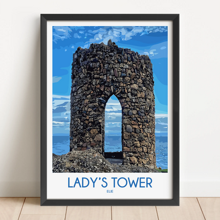 Ladys Tower Retro Travel Illustration
