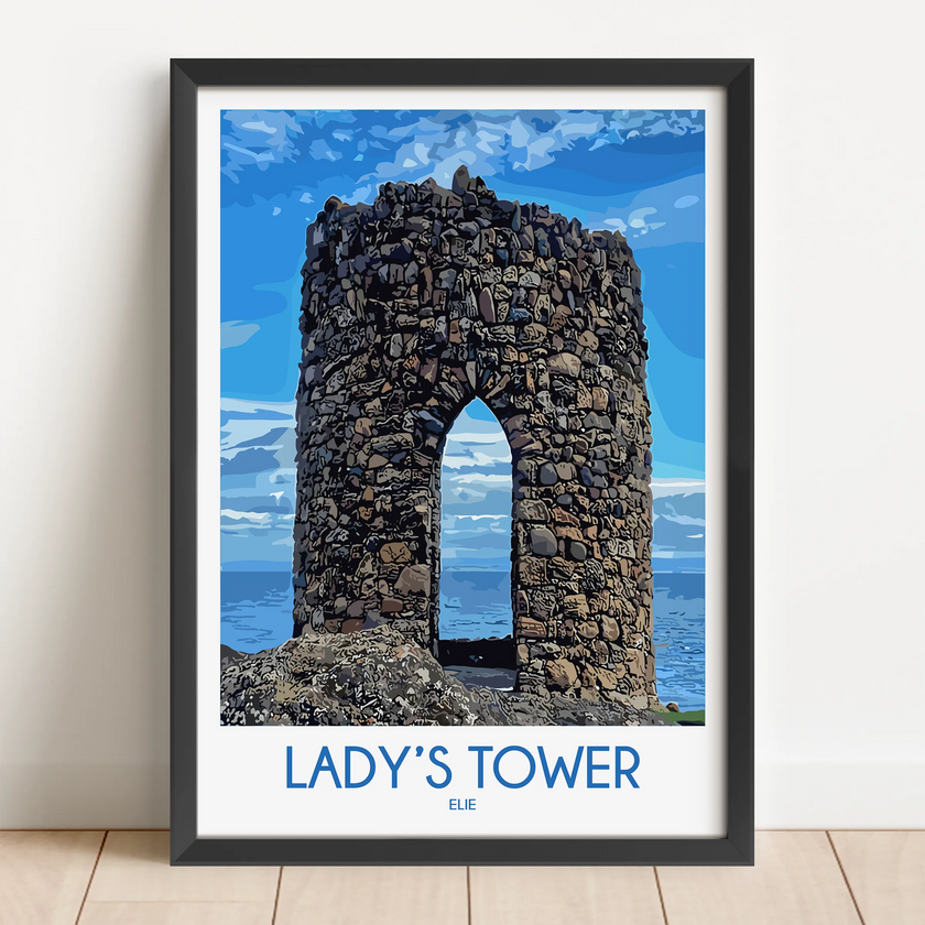 Ladys Tower Retro Travel Illustration
