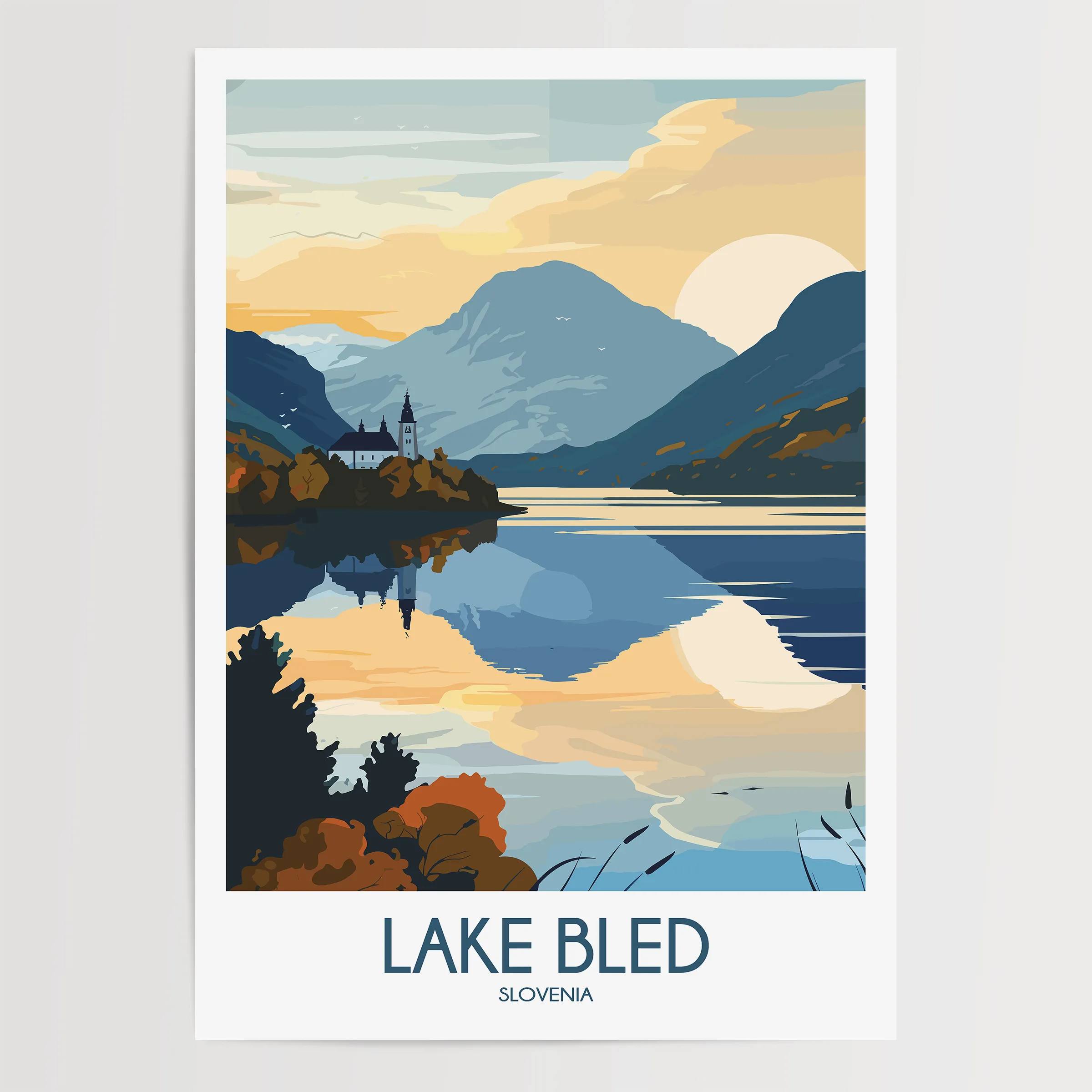 Lake Bled Modern Travel Poster