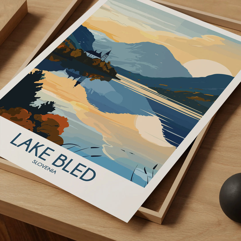 Lake Bled Vintage Style Print
