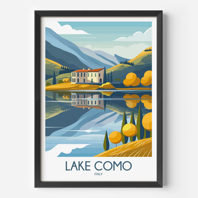 Lake Como Modern Travel Poster