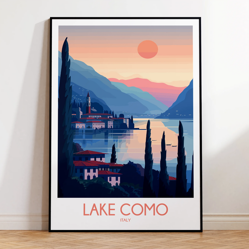 Lake Como Modern Travel Poster