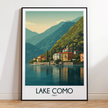 Lake Como Retro Travel Illustration