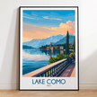 Lake Como Retro Travel Illustration