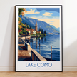 Lake Como Retro Travel Illustration
