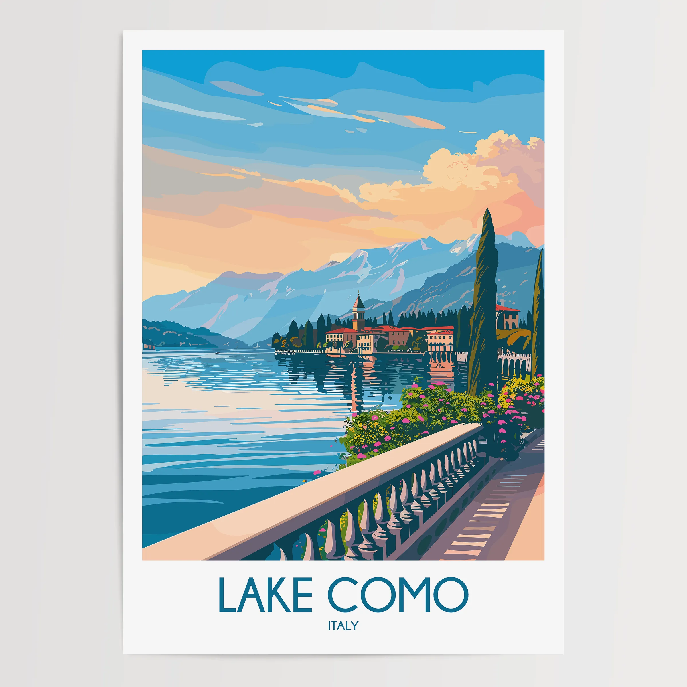 Lake Como Scenic Landscape Art
