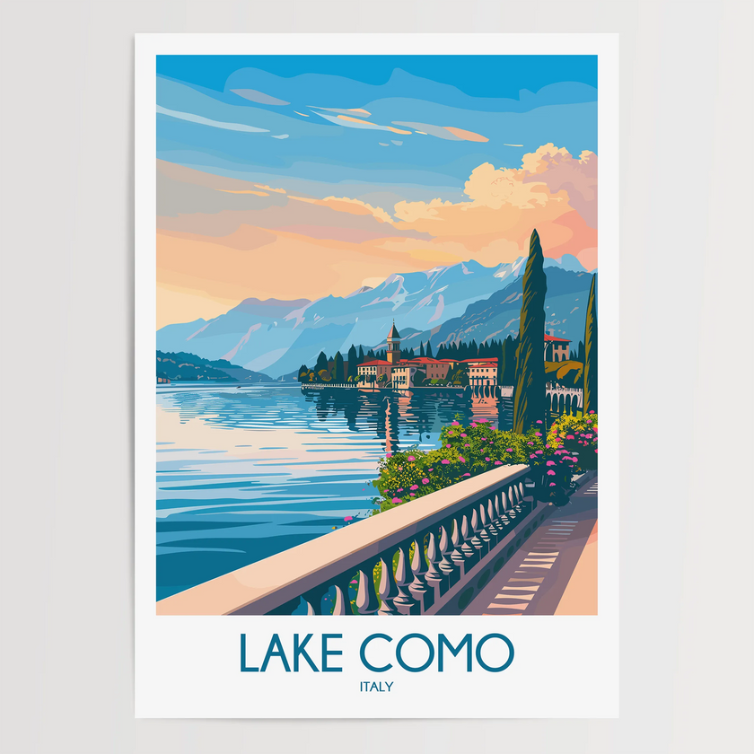 Lake Como Scenic Landscape Art