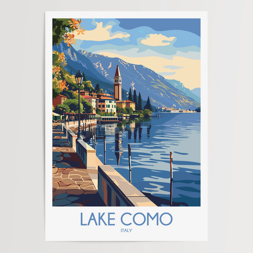 Lake Como Scenic Landscape Art