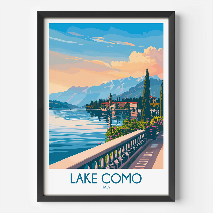 Lake Como Vintage Style Print