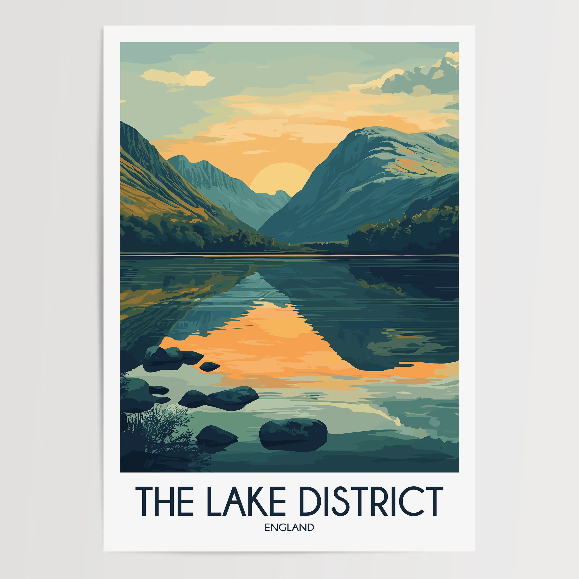 Lake District Modern Travel Poster