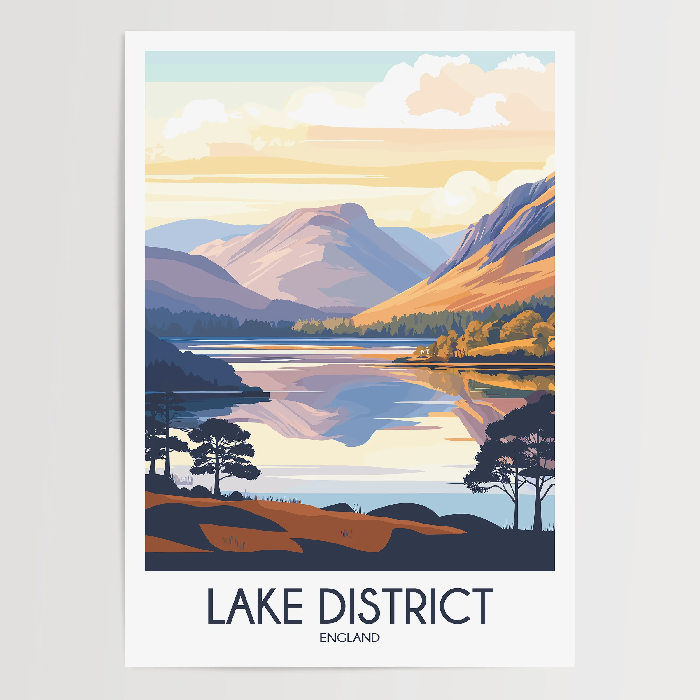 Lake District Modern Travel Poster
