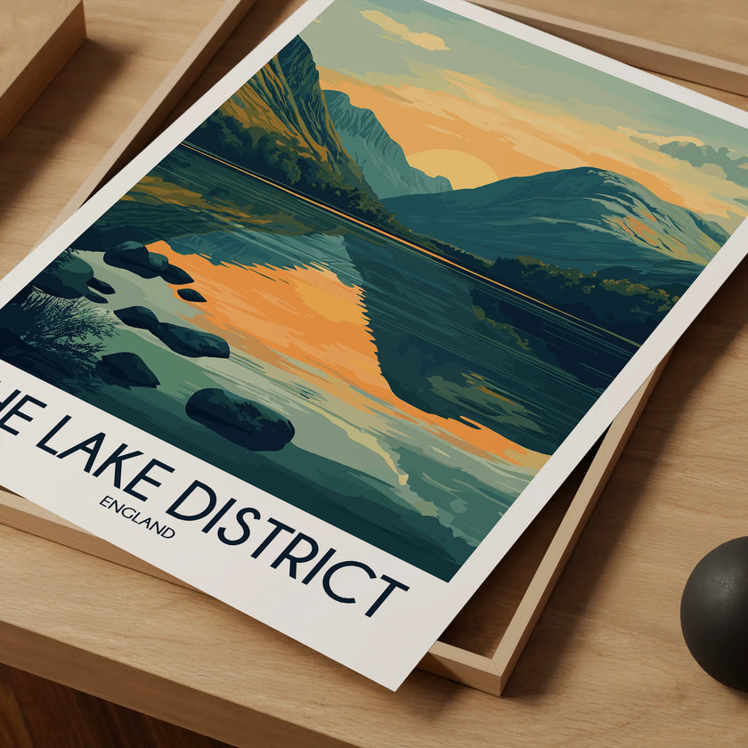 Lake District Retro Travel Illustration