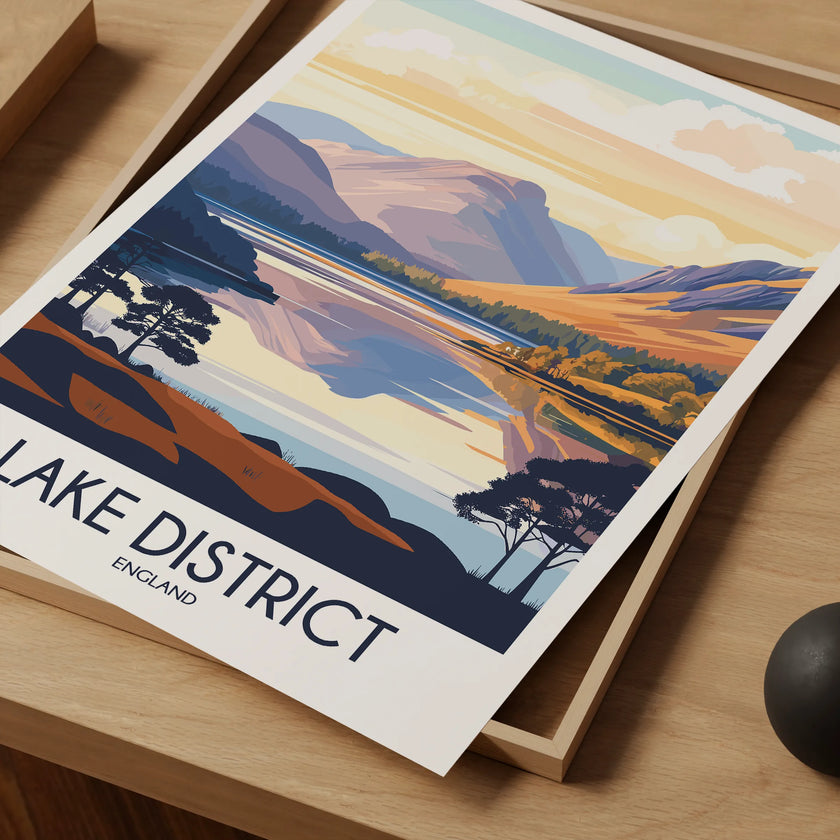 Lake District Retro Travel Illustration