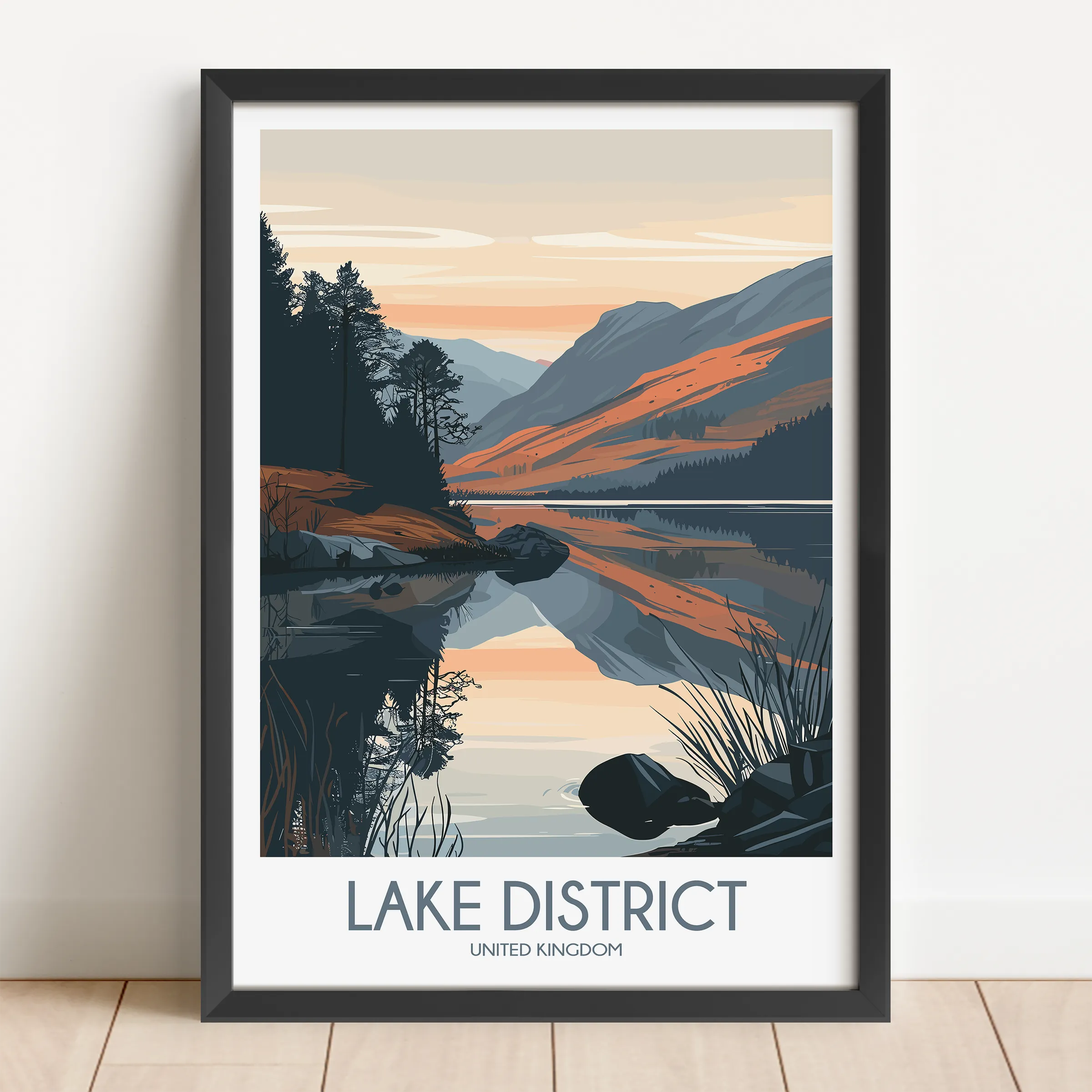 Lake District Retro Travel Illustration