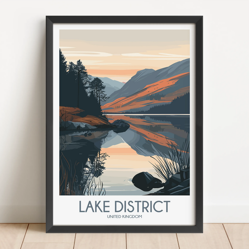 Lake District Retro Travel Illustration