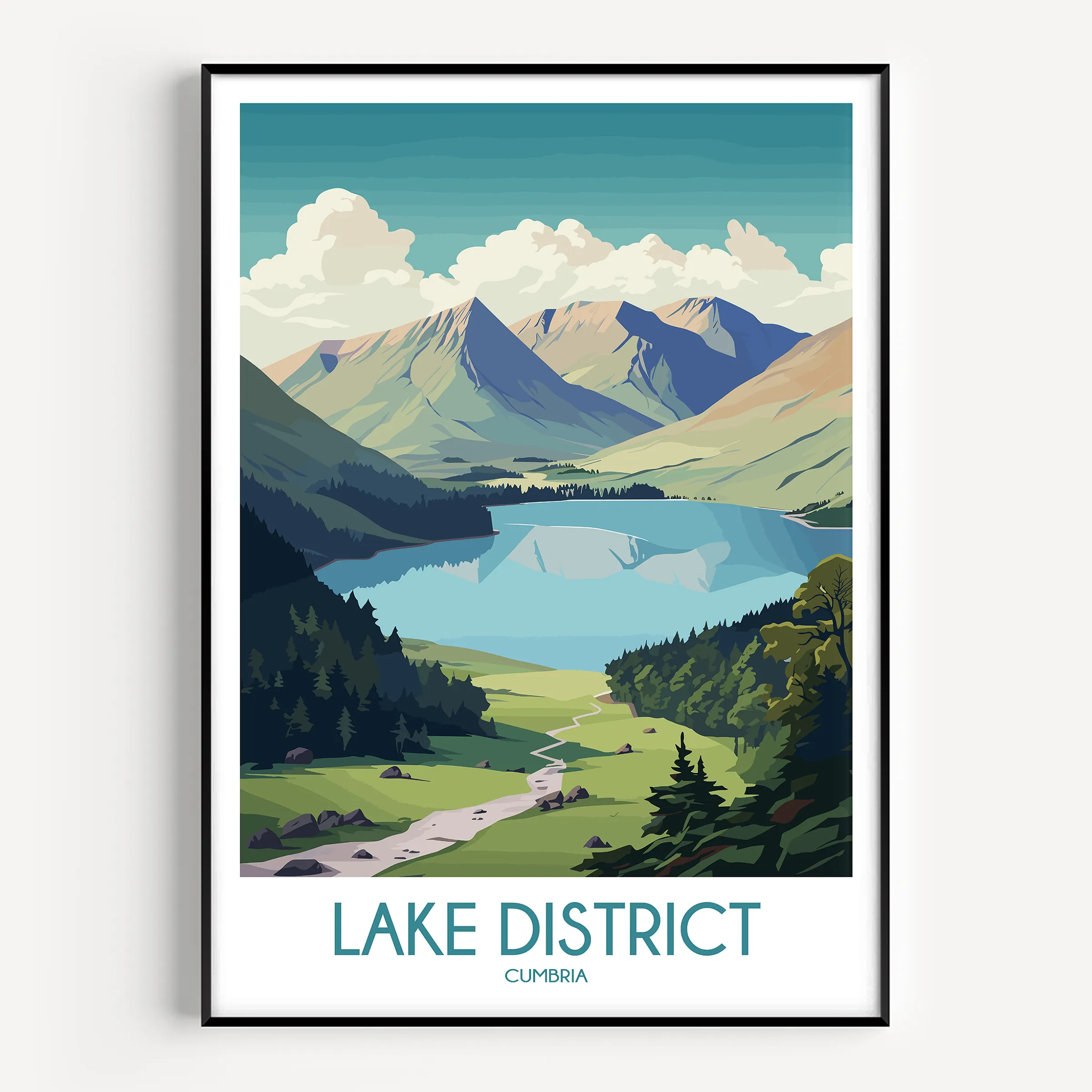 Lake District Retro Travel Illustration