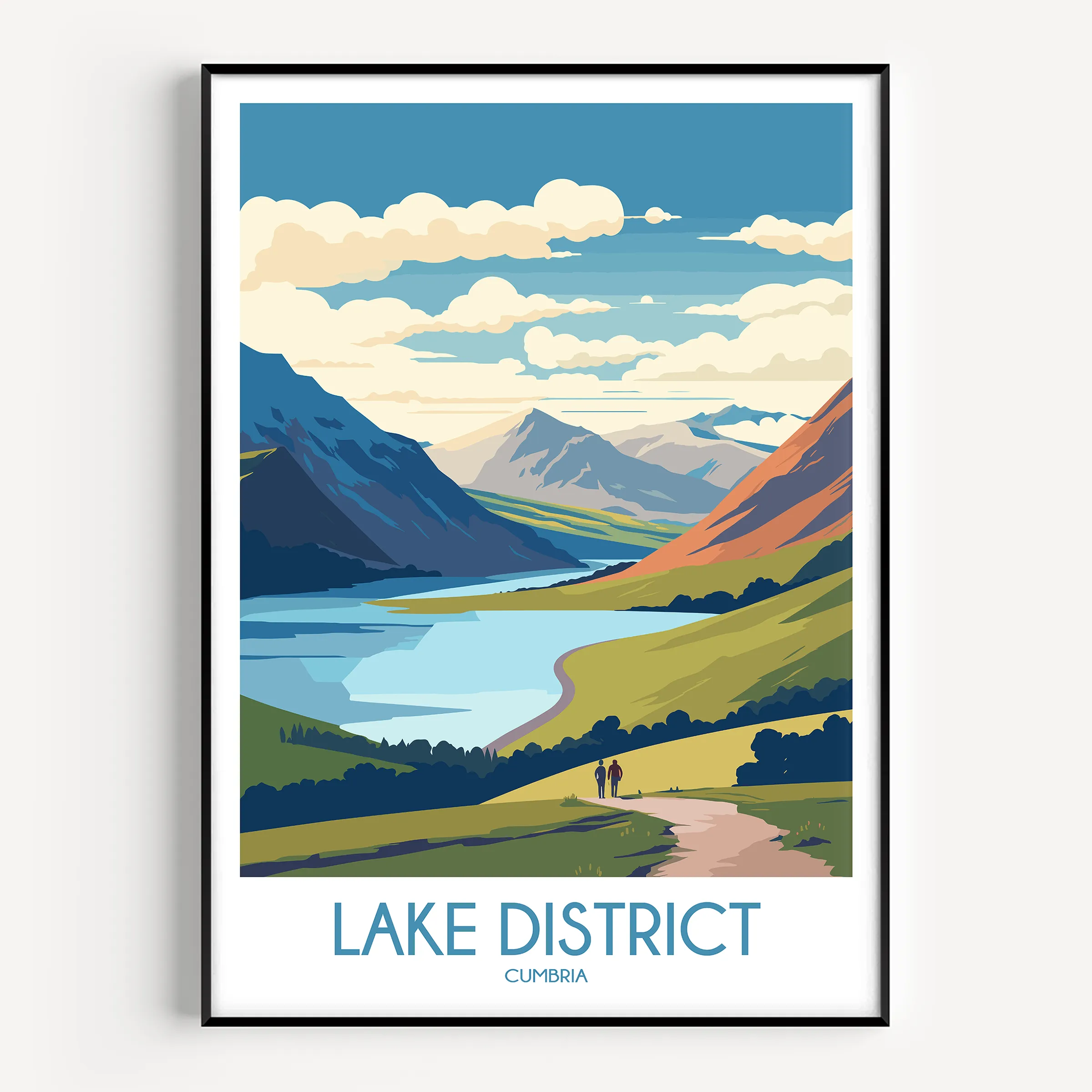 Lake District Retro Travel Illustration