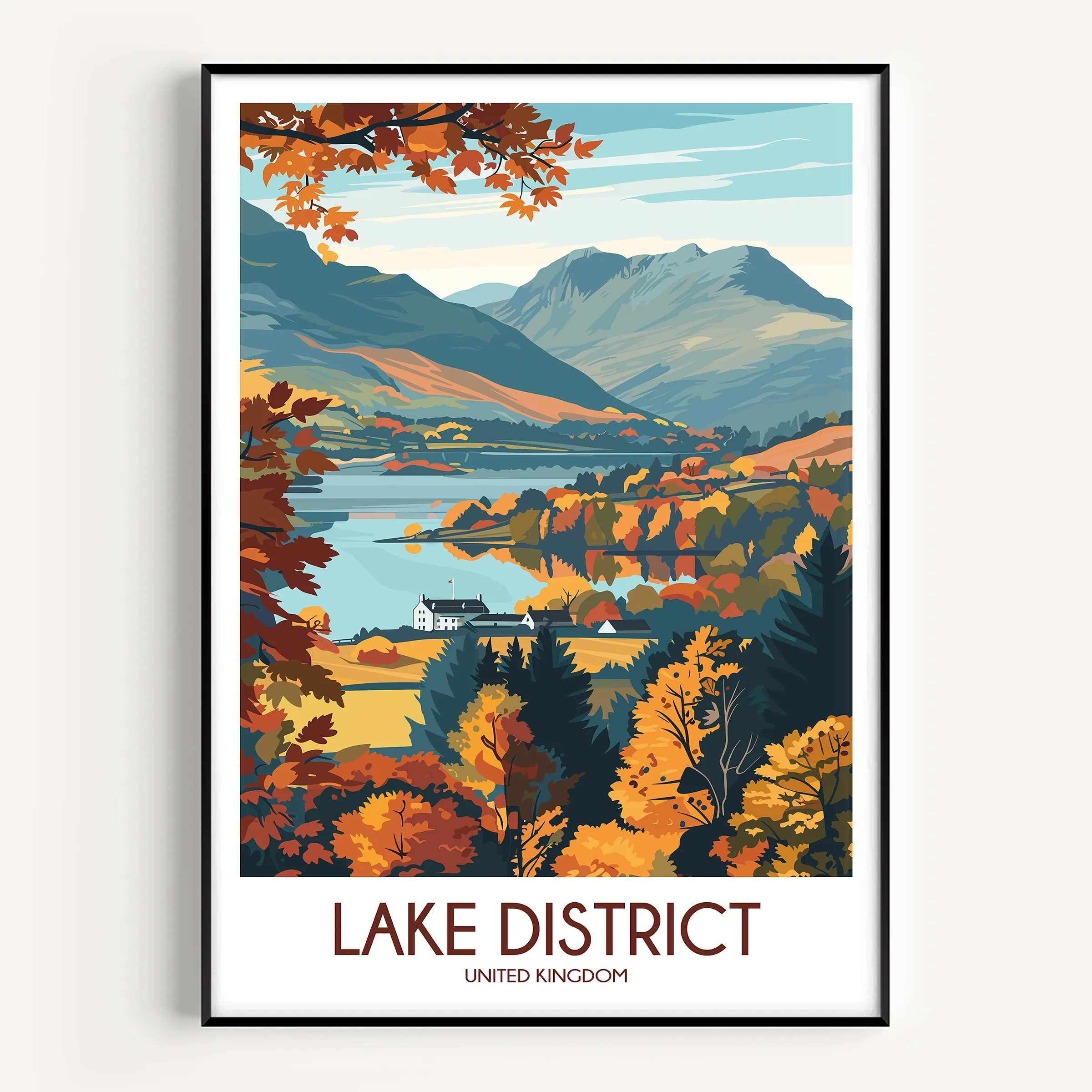 Lake District Retro Travel Illustration