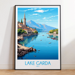 Lake Garda Retro Travel Illustration
