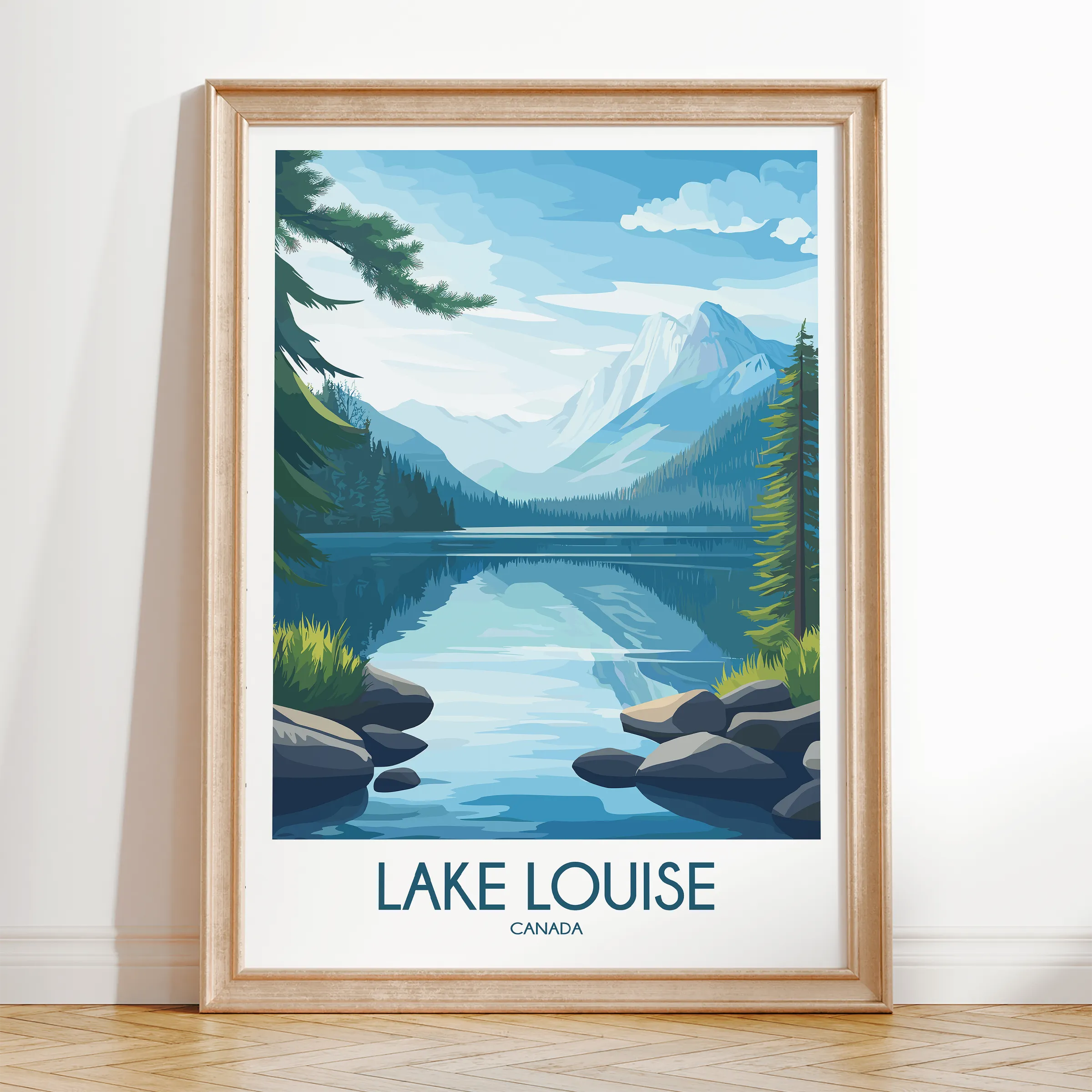 Lake Louise Retro Travel Illustration