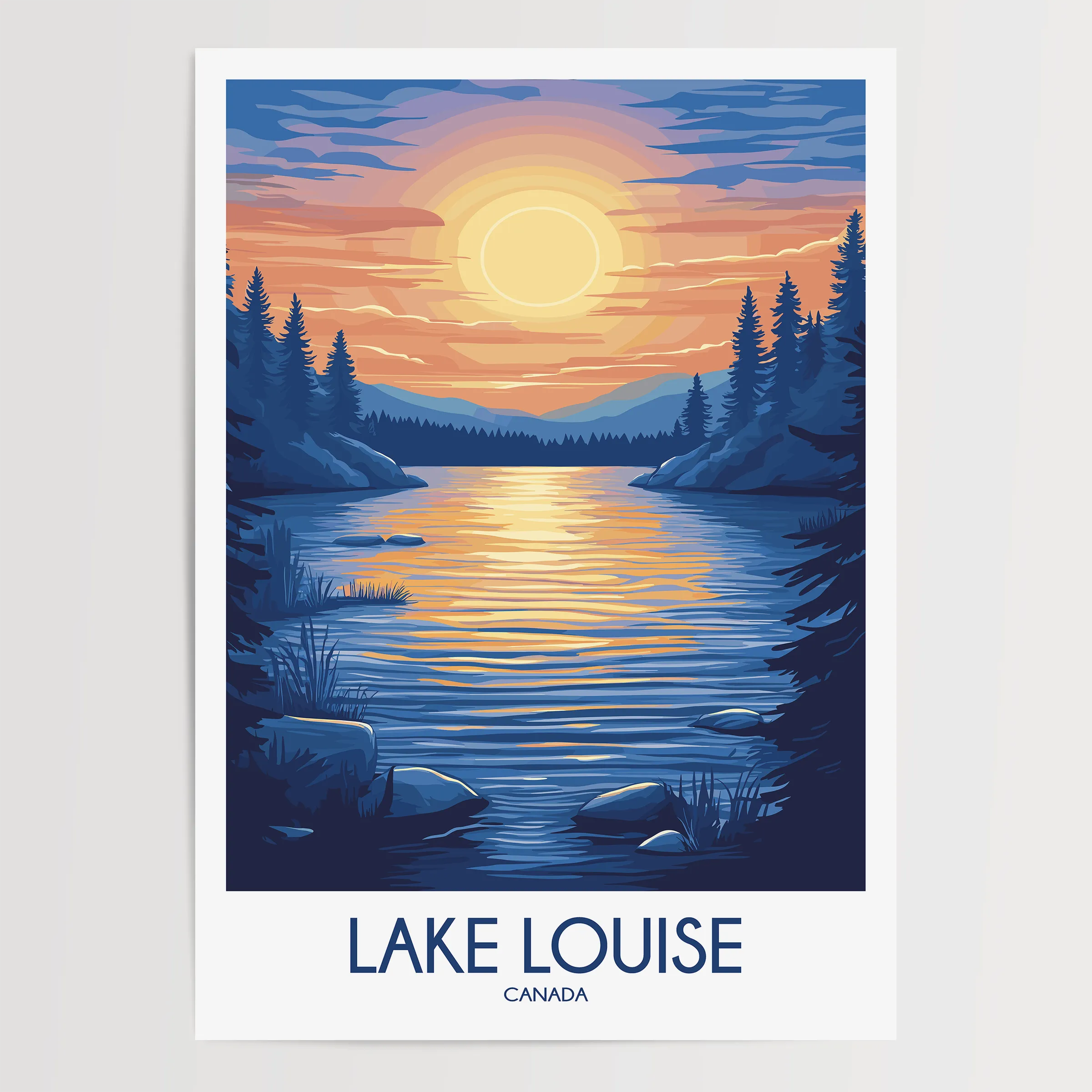 Lake Louise Retro Travel Illustration