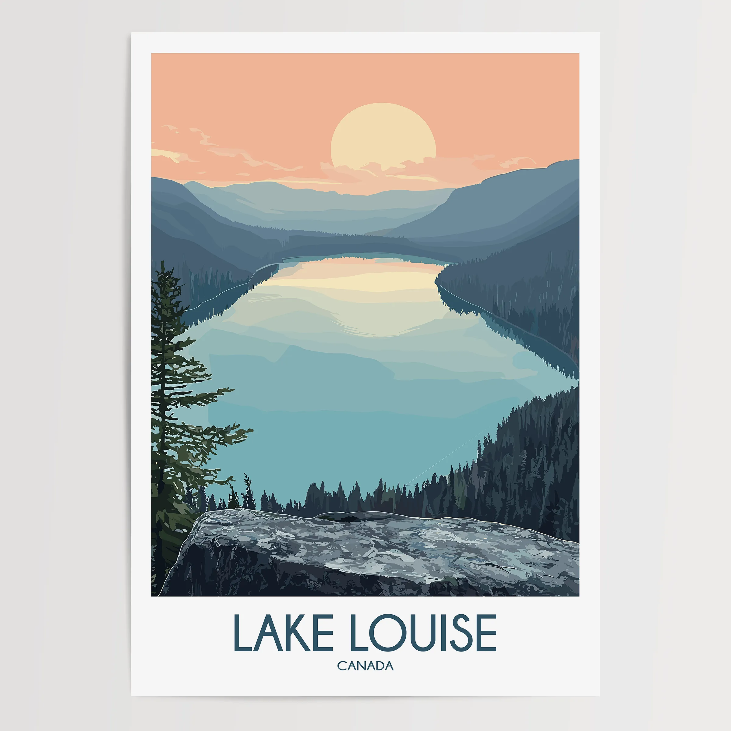 Lake Louise Retro Travel Illustration