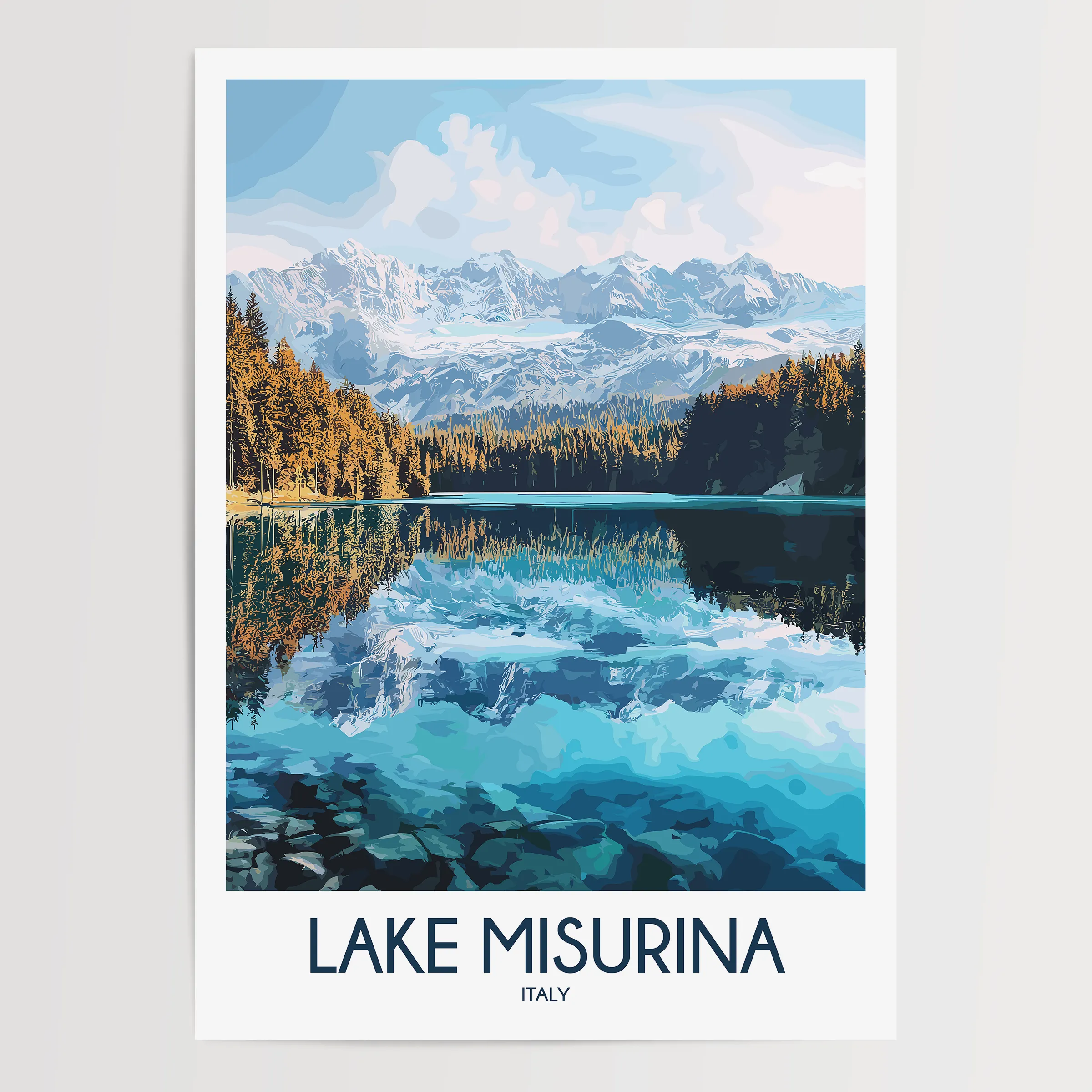 Lake Misurina Minimalist Wall Art