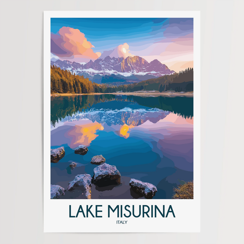 Lake Misurina Modern Travel Poster