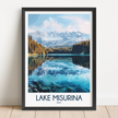 Lake Misurina Retro Travel Illustration