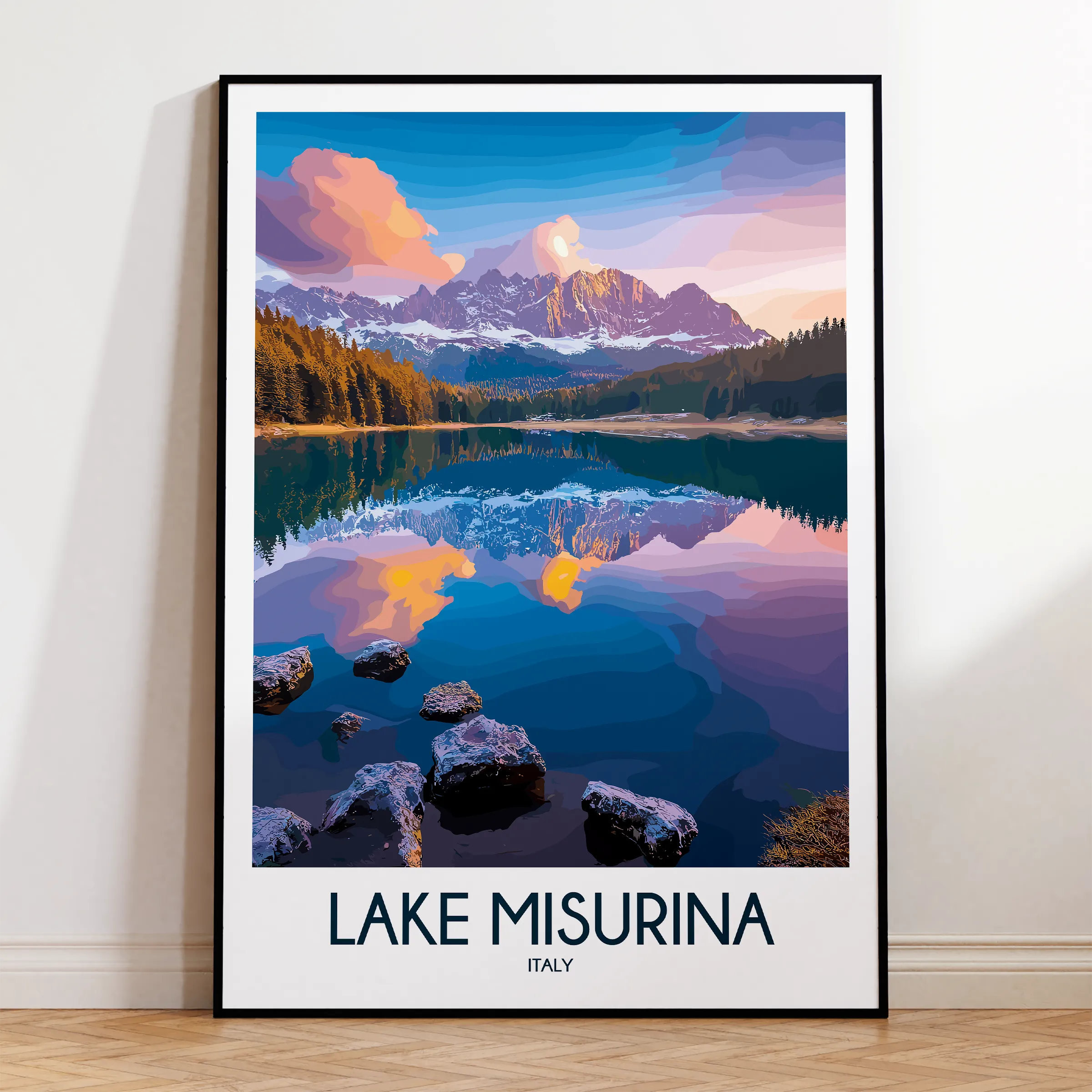 Lake Misurina Scenic Landscape Art