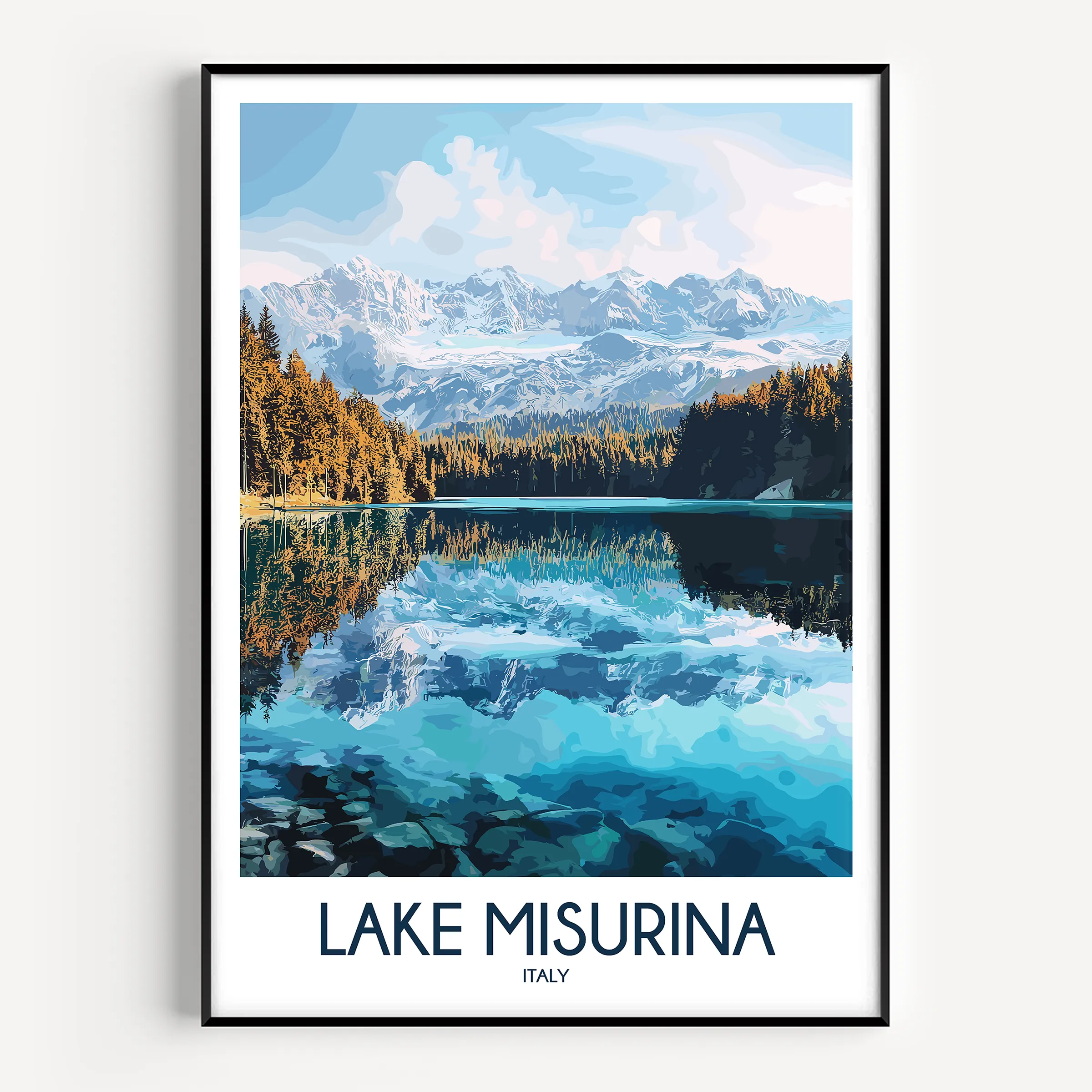 Lake Misurina Scenic Landscape Art