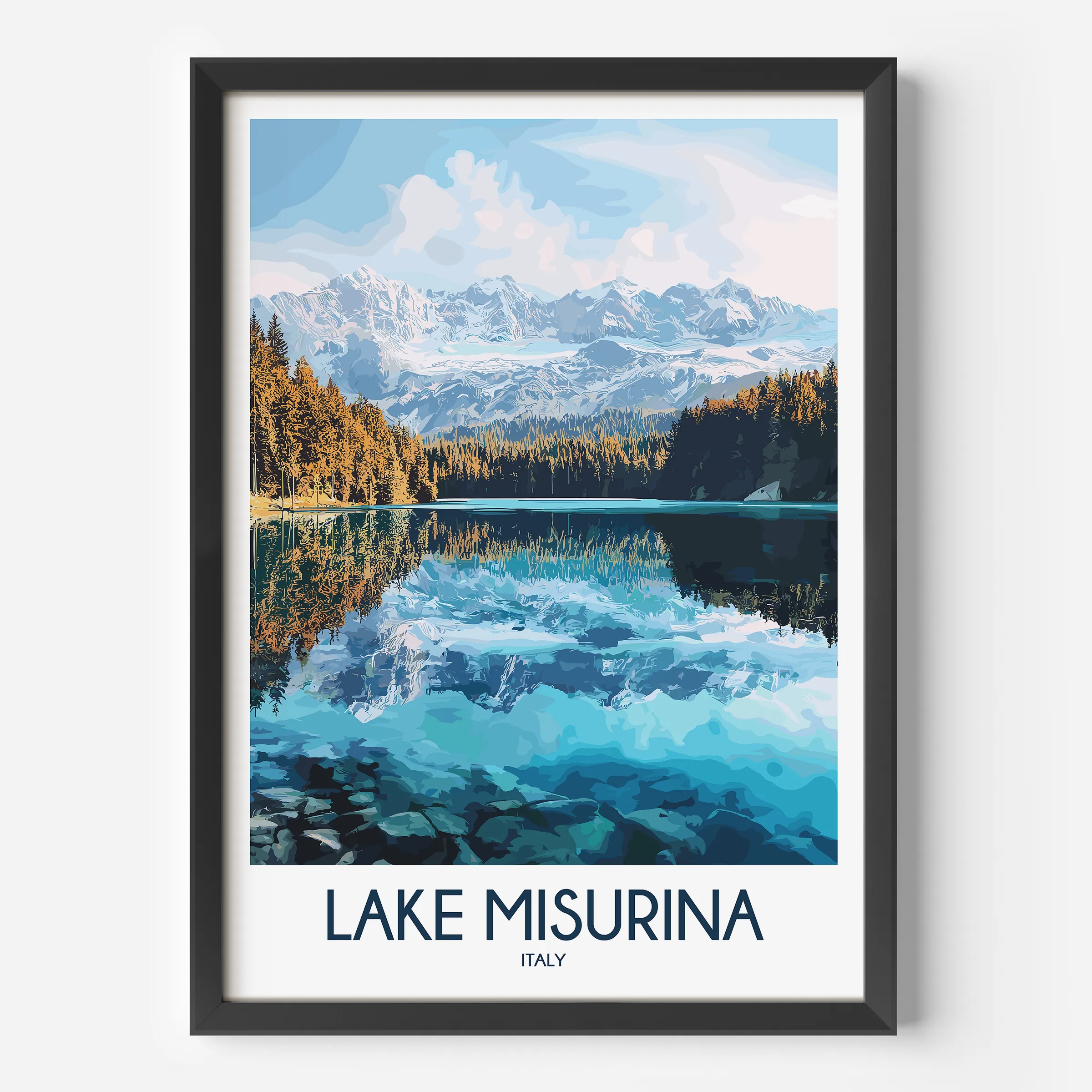 Lake Misurina Vintage Style Print