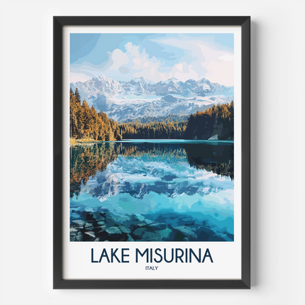 Lake Misurina Vintage Style Print