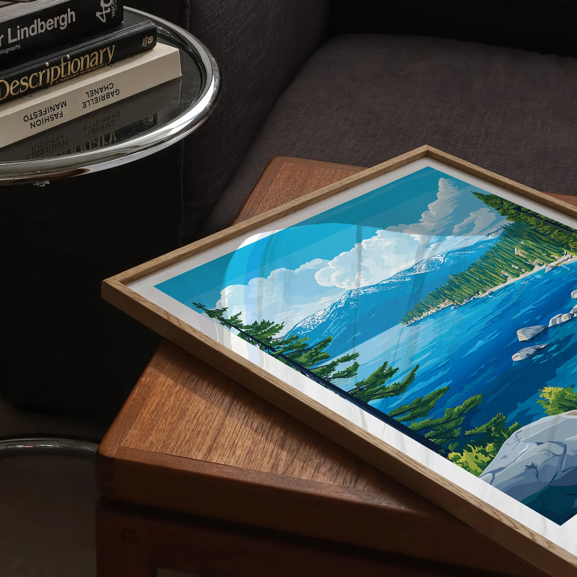 Lake Tahoe Retro Travel Illustration