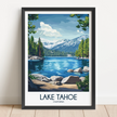 Lake Tahoe Retro Travel Illustration