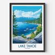 Lake Tahoe Retro Travel Illustration