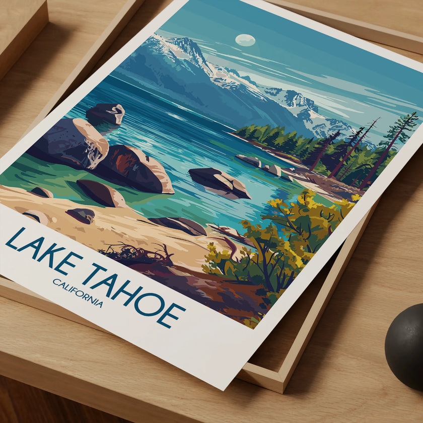 Lake Tahoe Vintage Style Print