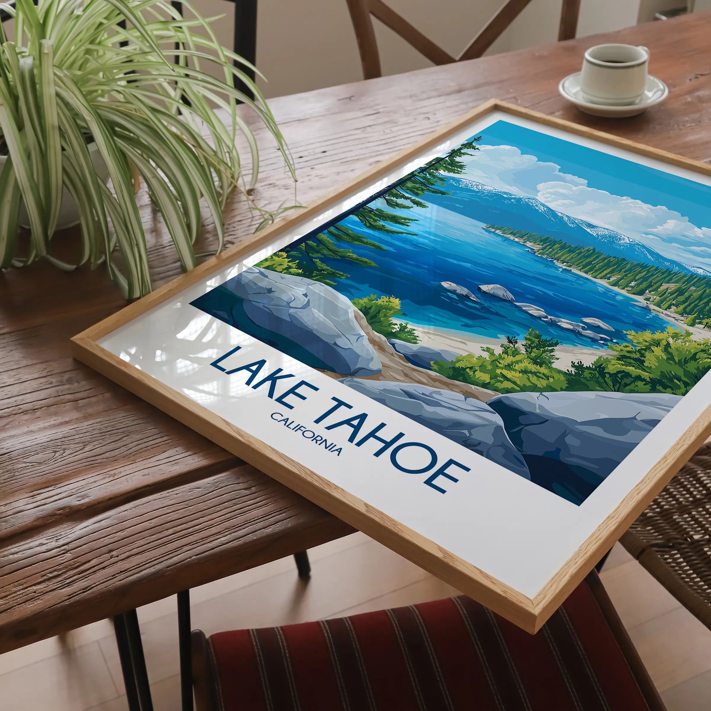 Lake Tahoe Vintage Style Print