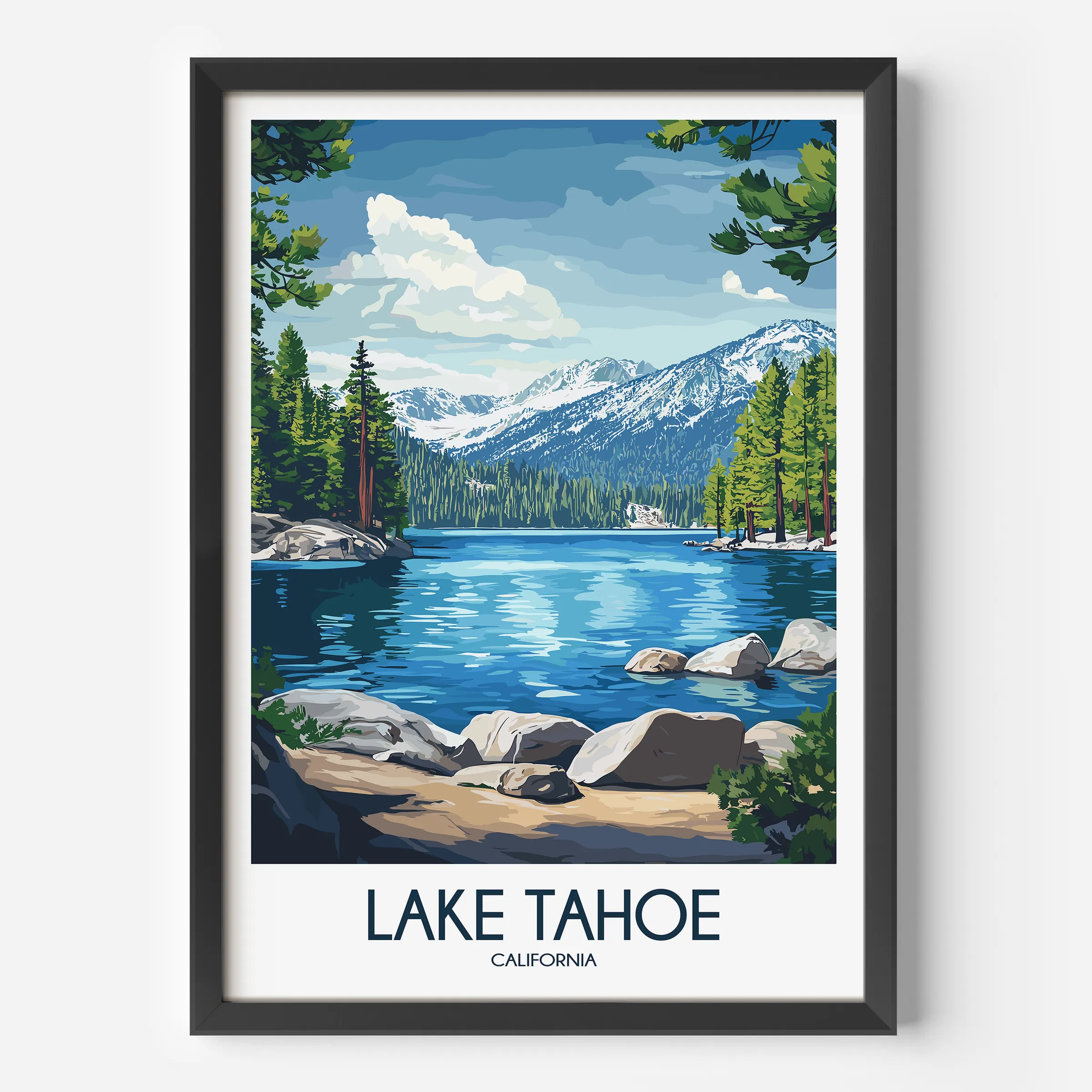 Lake Tahoe Vintage Style Print