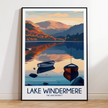 Lake Windermere Retro Travel Illustration