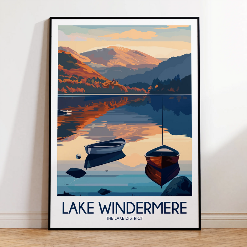 Lake Windermere Retro Travel Illustration