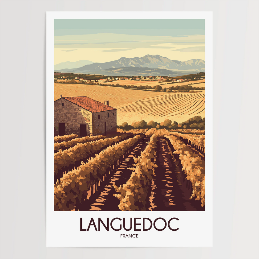 Languedoc Retro Travel Illustration