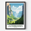 Lauterbrunnen Retro Travel Illustration