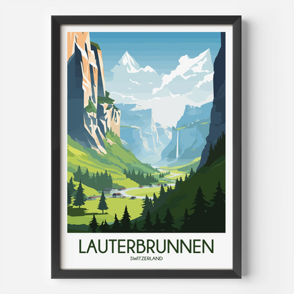 Lauterbrunnen Retro Travel Illustration