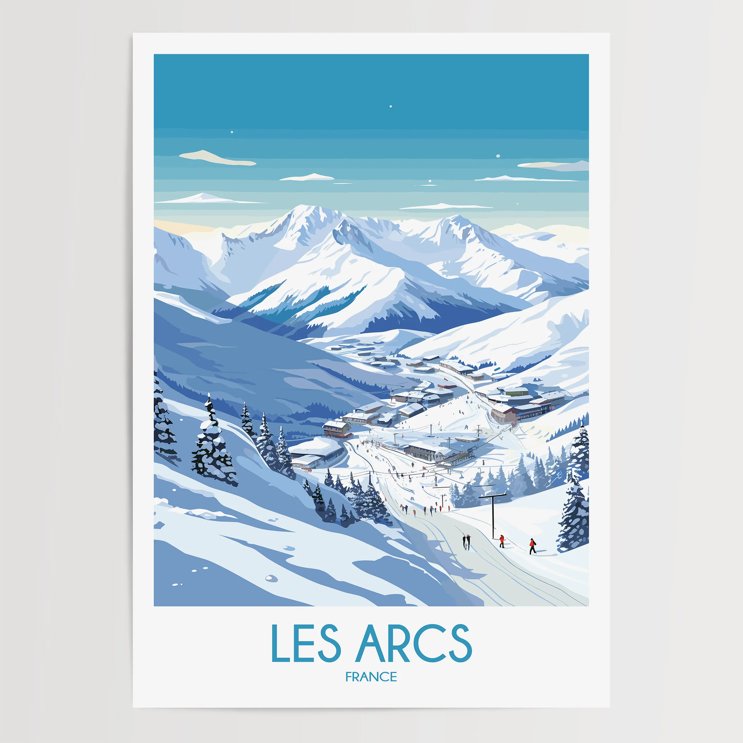 Les Arcs Retro Travel Illustration