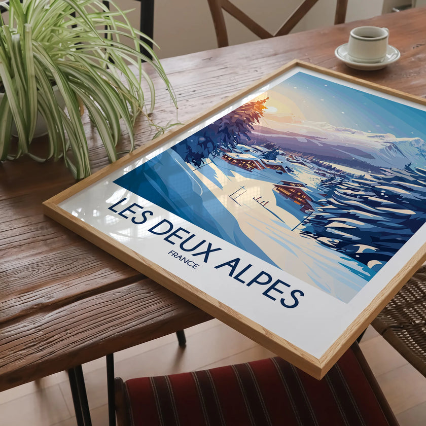 Les Deux Alpes Retro Travel Illustration