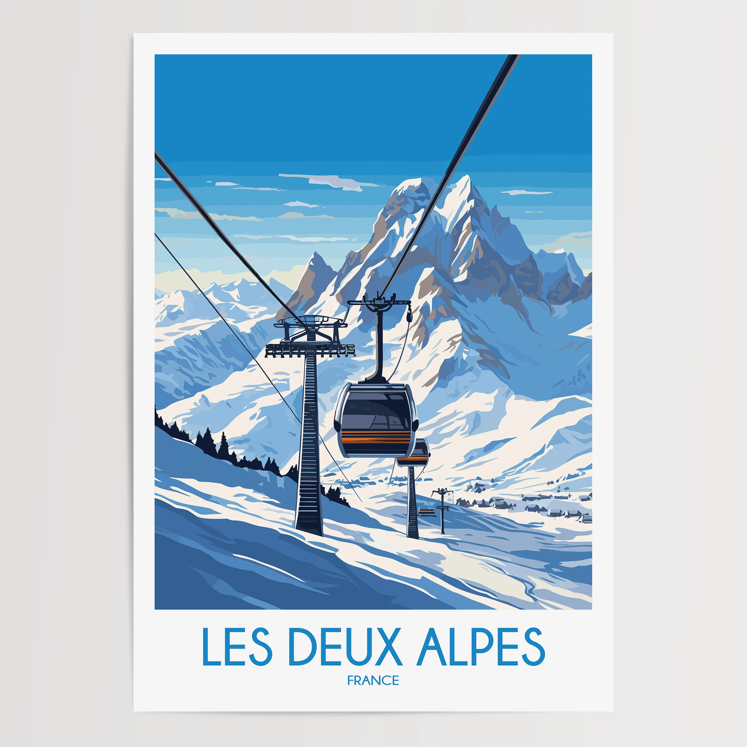 Les Deux Alpes Retro Travel Illustration