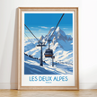 Les Deux Alpes Vintage Style Print