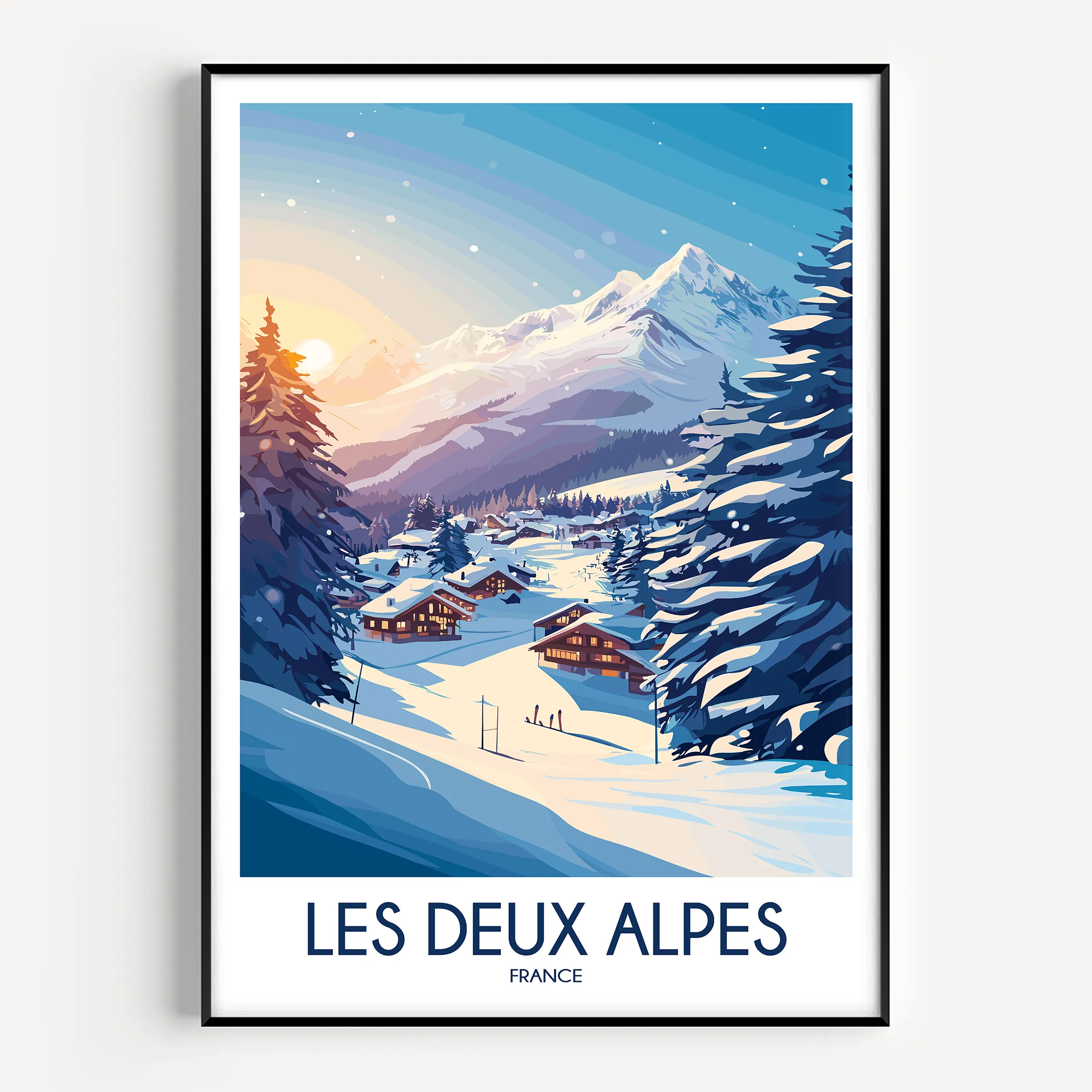 Les Deux Alpes Vintage Style Print